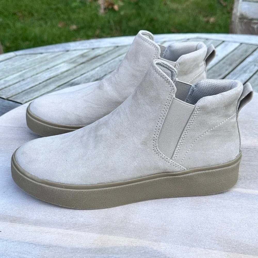 Dr. Scholl's Madison Womens Sneaker Boots Size 7 Taupe Microfiber Slip On